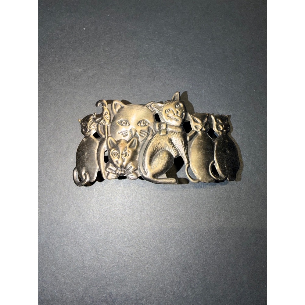 Vintage Retro Style Antique Cat Family Hair Barrette French Clip Accessory